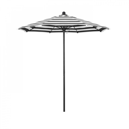California Umbrella 7.5' Black Aluminum Market Patio Umbrella, Sunbrella Cabana Classic 194061334638